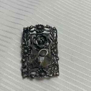 VTG 925 Sterling Silver Rose Floral Filigree Art Pin Brooch CARRCRAFT